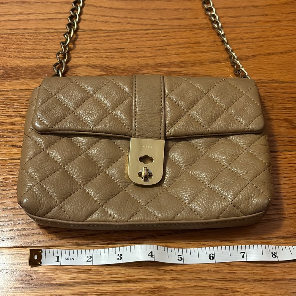 Jaeger Quilted Leather Bag Beige Tan Small Clutch Crossbody Kate Middleton Pippa - Picture 16 of 16